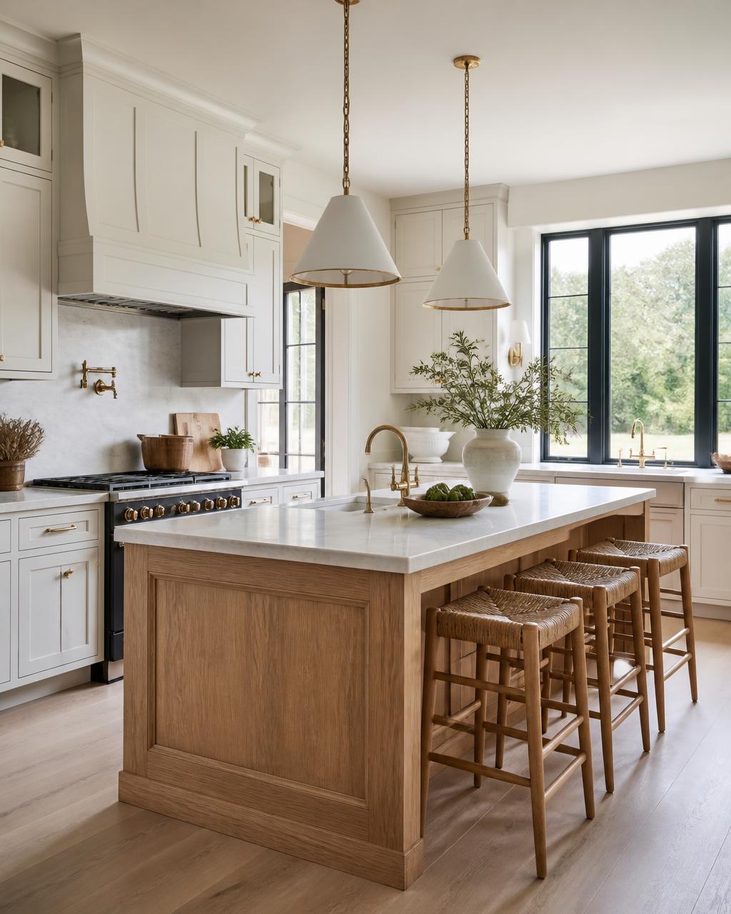 Detail of cabinetry and hardware inside a newly built Rhode Island home